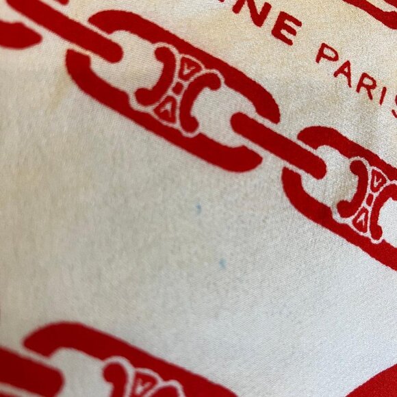 Vintage Celine Paris Silk Scarf - Red chain design and border on White - Picture 5 of 6